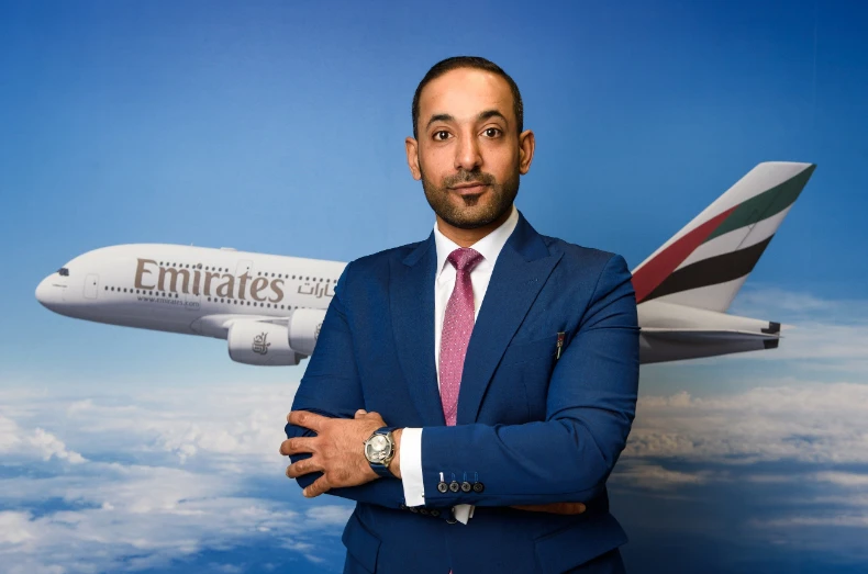 A portrait of Jabr Al Azeeby, Emirates VP UK