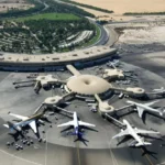 An aerial view of Zayed International Airport