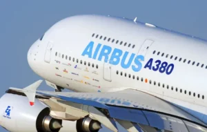 An Airbus 380 taking off