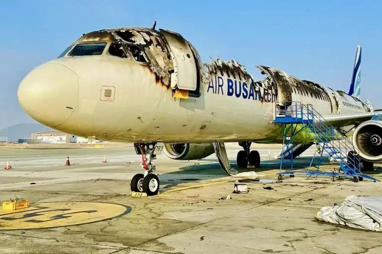 Fire-damaged Air Busan A321