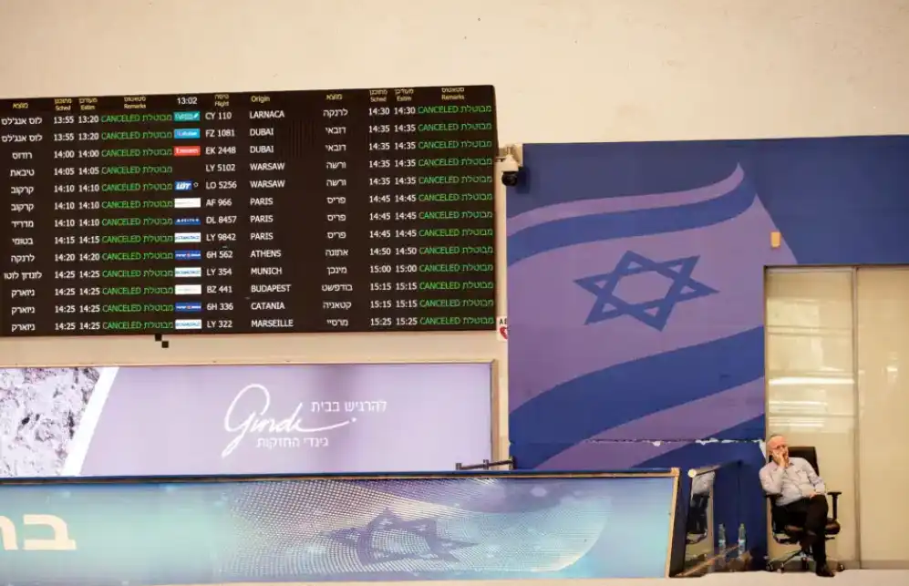 Radar map showing diverted global flights avoiding Middle East airspace after Israeli airstrikes on Iran