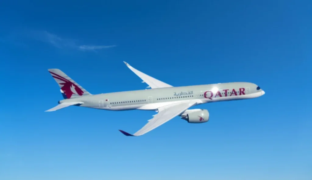 Qatar Airways executives receiving the World’s Best Airline 2025 award at the Paris Air Show ceremony