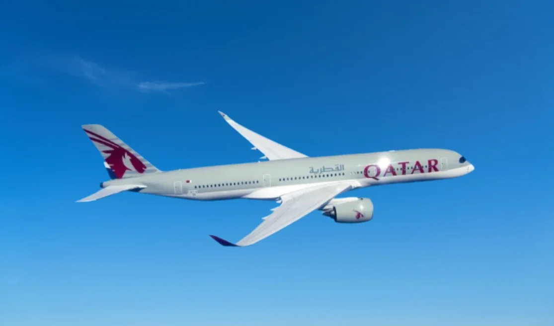 Qatar Airways executives receiving the World’s Best Airline 2025 award at the Paris Air Show ceremony